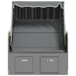 Strandkorb Avec Auvent Résine Tressée Et Bois Solide Anthracite 2 -Esprit Plein Air strandkorb avec auvent resine tressee et bois solide anthracite 3666722124461 1346227