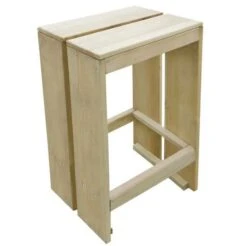 Tabouret Haut De Jardin Pin Massif Clair Liva - Lot De 2