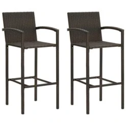 Tabourets De Bar 2 Pcs Marron Résine Tressée