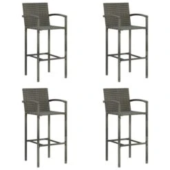 Tabourets De Bar 4 Pcs Gris Résine Tressée
